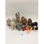 A GROUP OF VARIOUS VINTAGE STEIFF TOYS, INCLUDING "MINTY" LONG HAIRED DACHSHUND, PIG 1505/10,