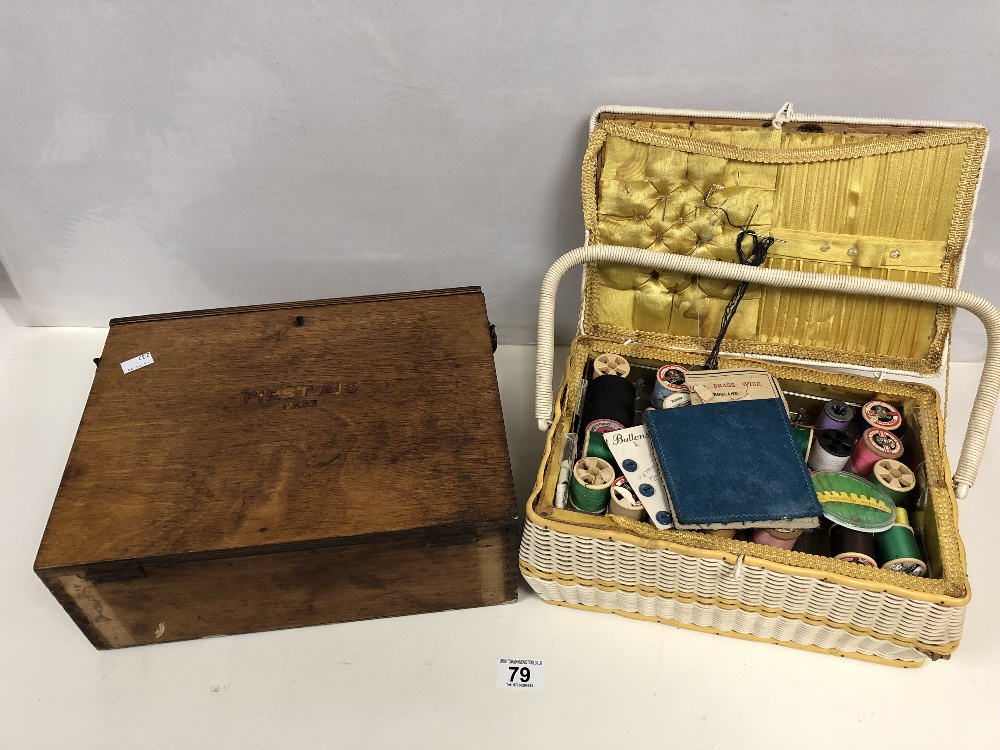 A VINTAGE WOODEN FIRST AID CASE WITH SOME OF ITS ORIGINAL CONTENTS, TOGETHER WITH A SEWING BOX, ALSO - Image 2 of 20