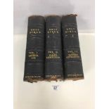VICTORIAN LEATHER BOUND BIBLE IN THREE VOLUMES, PREPARED BY REV GEORGE D'OYLY AND REV RICHARD