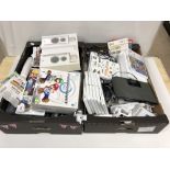 TWO BOXES OF NINTENDO WII RELATED ITEMS, INCLUDING TWO WII'S, CONTROLLERS, GAMES ETC