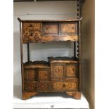 A 19TH CENTURY JAPANESE MINIATURE TABLE TOP CABINET/SHODANA WITH TEN DRAWERS AND CUPBOARDS OF