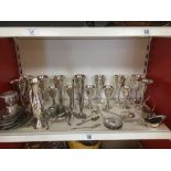 A LARGE COLLECTION OF SILVER PLATE ITEMS INCLUDING MANY GOBLETS, COASTERS AND MUCH MORE