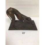 SALLY ARNUP (1930-2015) A BRONZE FIGURE OF AN ITALIAN GREYHOUND, V/X, SIGNED, 26.5CM WIDE BY 18CM