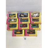 ELEVEN LESNEY MATCHBOX VEHICLES IN ORIGINAL BOXES, INCLUDING Y-3 1910 BENZ LIMOUSINE, Y-13 1911