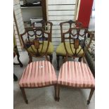 TWO PAIRS OF BEDROOM CHAIRS ONE PAIR WITH DETAILED INLAY
