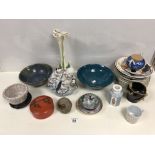 ASSORTED CERAMICS INCLUDING BURLEIGH WARE LUSTRE BOWL, PORCELAIN PLATES AND SOME CHINESE CERAMICS,