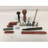 A GROUP OF EARLY 20TH CENTURY WAX SEALS WITH WAX BARS