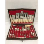 A SILVER PLATE CANTEEN OF CUTLERY BY JAMES RYALS & CO LTD OF SHEFFIELD, IN FITTED CANTEEN