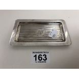 A SILVER PIN TRAY OF RECTANGULAR FORM WITH ENGINE TURNED DECORATION, HALLMARKED BIRMINGHAM 1913 BY