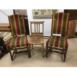 PAIR OF COUNTRY STYLE CHAIRS WITH A CHURCH CHAIR