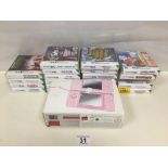 A NINTENDO DS LITE WITH NUMEROUS BOXED GAMES, ALL BOXED (AF)