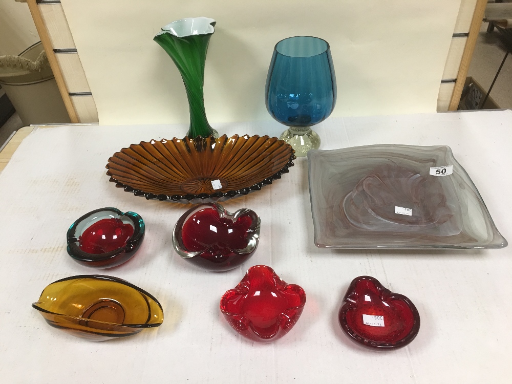 GROUP OF GLASS, MURANO, CLOUDED GLASS WITH OTHERS