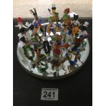 COLLECTION OF SMALL MULTI COLOURED GLASS FIGURES, MOST PLAYING MUSICAL INSTRUMENTS