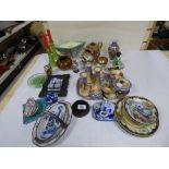 BOX OF VINTAGE CHINA AND GLASS INCLUDING NORITAKE, SYLVAC AND ORIENTAL ITEMS