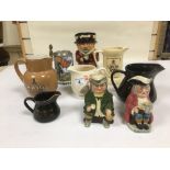 WATER JUGS AND TOBY JUGS INCLUDING HAIG CARLTONWARE AND SYLVAC TOBY JUG