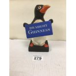 A 20TH CENTURY CARLTON WARE CERAMIC "DRAUGHT GUINNESS" PENGUIN ADVERTISING TABLE LAMP BASE, 18CM