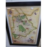 A PRINT OF THE MAP OF BOTSWANA, PRINTED BY BLUE RHINO C.1999, FRAMED AND GLAZED, 68CM BY 53CM