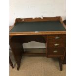 SMALL LADIES WRITING DESK WITH GREEN LEATHER TOP IN OAK