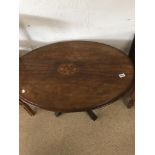 TWO TABLES ONE WITH DETAILED INLAY TILT TOP AND DROPLEAF