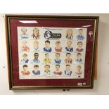 A CARLING PREMIERSHIP CAPTAINS LIMITED EDITION PRINT, NO 239 OF 250, FRAMED AND GLAZED 77CM BY 65CM