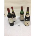 FOUR BOTTLES OF VINTAGE RED WINE, INCLUDING; GRAND VIN DE CHATEAU LATOUR 1968, CHATEAU LA LAGUNE