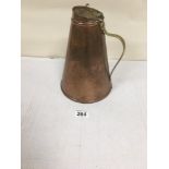 A W.A.S BENSON COPPER AND BRASS ARTS AND CRAFTS POURING JUG, 26CM HIGH