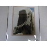 "FACELESS STONE" PHOTOGRAPH OF A LARGE STONE, FRAMED AND GLAZED, 50.5CM BY 41CM