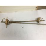 A PAIR OF REENACTMENT WALL HANGING DECORATIVE SWORDS