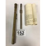AN EMBASSY HINKS WELLS & CO POCKET THERMOMETER WITH POINTED PEN LIKE END, NO 2, TOGETHER WITH