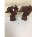 TWO UNUSUAL ARTISTS WAX TORSO'S, EACH APPROX 24CM HIGH
