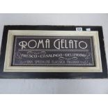 A VINTAGE CAFE SIGN "ROMA GELATO" 63C, BY 32CM