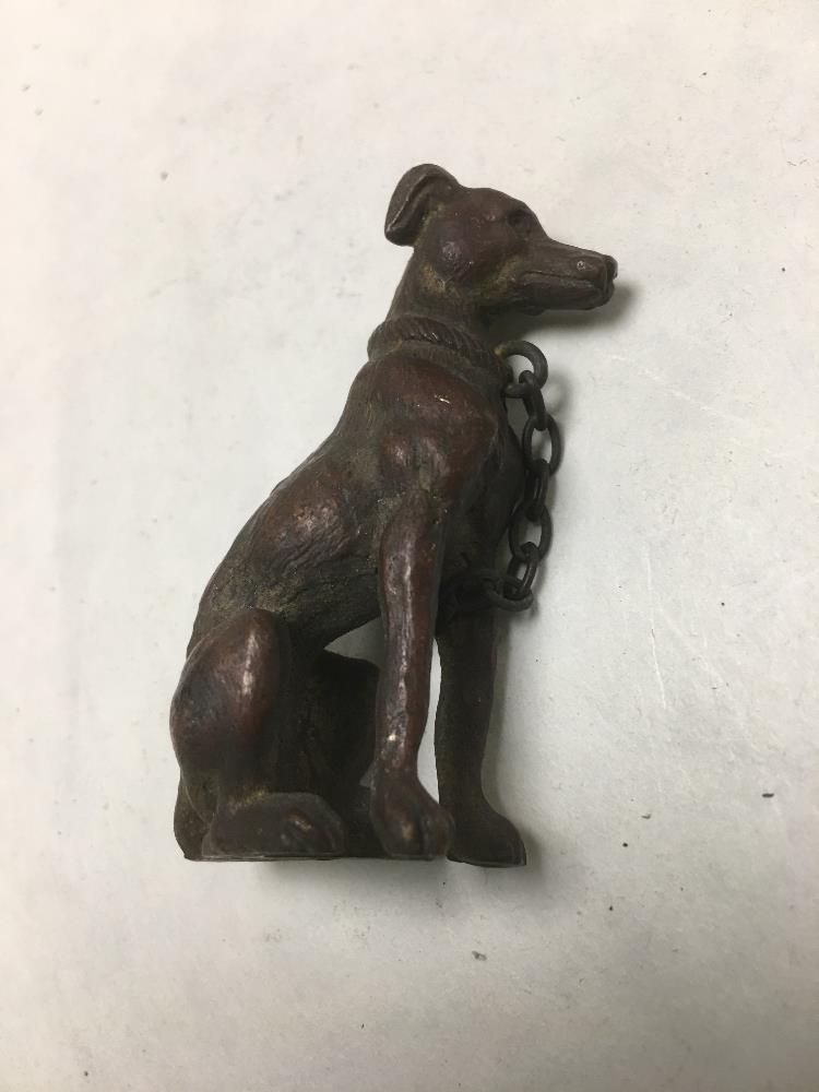 A LATE 19TH CENTURY COLD PAINTED BRONZE FIGURE OF A SEATED DOG, POSSIBLY A GREYHOUND, IMPRESSED MARK - Image 3 of 4