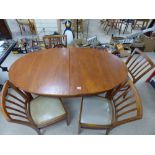 TEAK MID CENTURY EXTENDING DINING TABLE WITH 4 CHAIRS