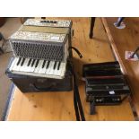 2 VINTAGE ACCORDIANS 1 WITH ORIGINAL CASE AND 1 BY HONER