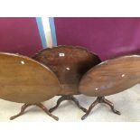 THREE MAHOGANY GEORGIAN TILT TOP SIDE TABLES