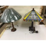 TIFFANY STYLE LAMP WITH ONE OTHER MODERN LAMP
