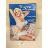 VINTAGE METAL SIGN RAYNE CREME SHAMPOO FEATURING JAYNE MANSFIELD 28 X 39 CMS