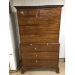A 19TH CENTURY MAHOGANY CHEST ON CHEST, 180CM HIGH BY 106CM