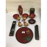 COLLECTION OF ORIENTAL ITEMS INCLUDING LACQUERED ITEMS