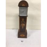 AN EARLY 20TH CENTURY INLAID MAHOGANY MINIATURE LONGCASE CLOCK, LATER DIAL AND MOVEMENT WITH