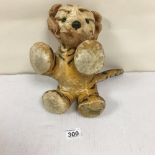 AN UNUSUAL EARLY 20TH CENTURY MERRYTHOUGHT TOY TIGER, MADE IN ENGLAND, APPROX 29CM HIGH