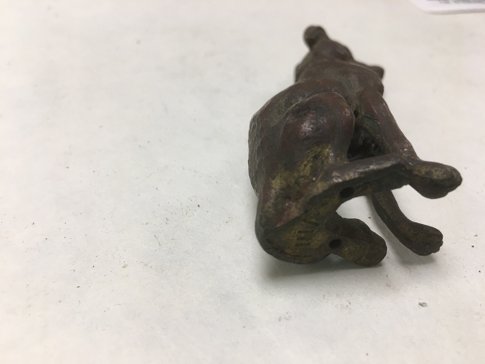 A LATE 19TH CENTURY COLD PAINTED BRONZE FIGURE OF A SEATED DOG, POSSIBLY A GREYHOUND, IMPRESSED MARK - Image 4 of 4