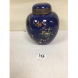 A WILTON WARE CERAMIC GINGER JAR WITH COVER, THE LUSTRE GLAZE WITH FLORAL AND BIRD DECORATION