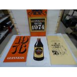 FOUR VINTAGE GUINNESS CALENDARS; 1974, 1976, 1978 AND 1981