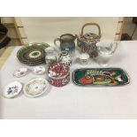 COLLECTION OF CERAMICS 2 X ROYAL CROWN DERBY PIN DISHES AND ORIENTAL CERAMICS + RHODA JUG