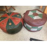 TWO LEATHER POUFFES