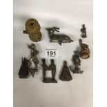 A COLLECTION OF LATE 19TH/EARLY 20TH CENTURY FIGURE AND MODELS, INCLUDING A WHITE METAL CAR MASCOT