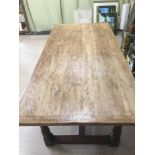 A LARGE FRENCH FARMHOUSE DINING TABLE, 213CM BY 105CM