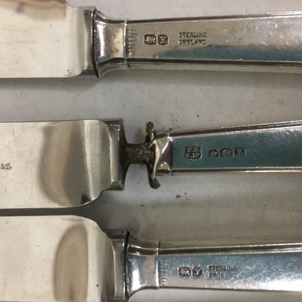 TWO SETS OF SIX HALLMARKED SILVER HANDLED TEA KNIVES, ONE SET CASED - Image 2 of 3
