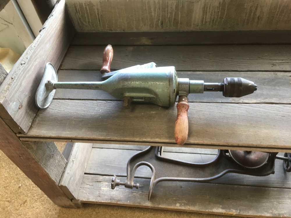 WORKMANS BENCH INCLUDING VINTAGE TOOLS 161X43X89 CMS - Image 4 of 6